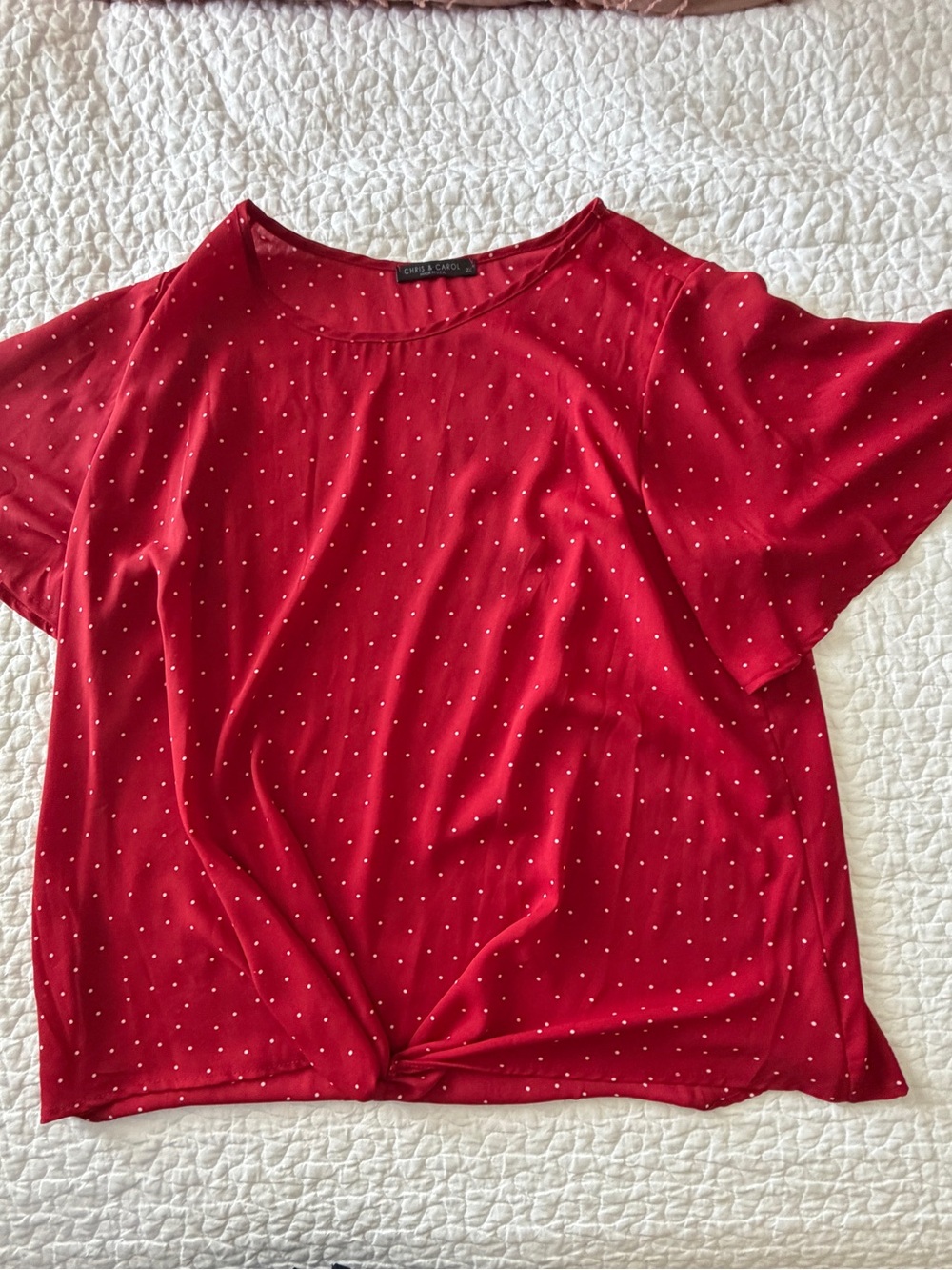Chris & Carol Red Short-Sleeve Twist Dot Tee